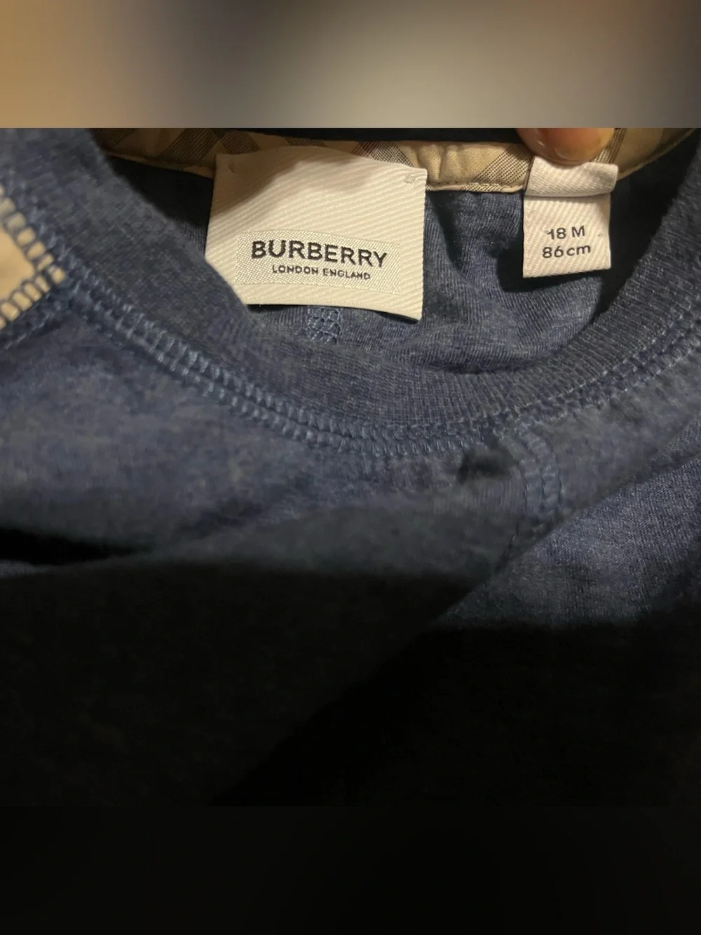 Burberry Classic Navy One-Piece Romper with Matching Hat
